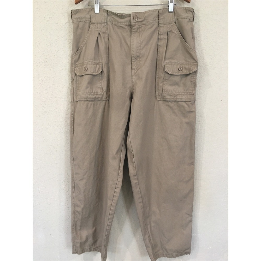 Cabela's Cargo Pants Men 40x32 Tan Khaki Pleated Cotton M25PT035 Outdoor Utility